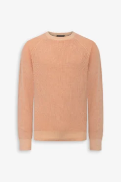 Apricot ribbed crewneck sweater