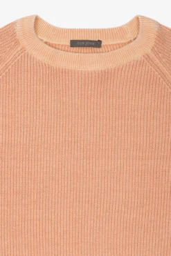 Apricot ribbed crewneck sweater