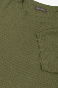 Army green honeycomb knit t-shirt