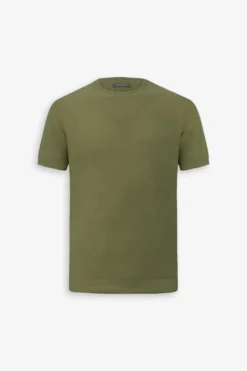 Army green honeycomb knit t-shirt