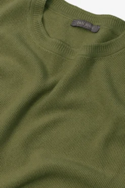 Army green honeycomb knit t-shirt