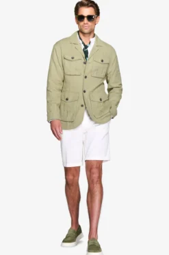 Army green linen blend Saharan jacket