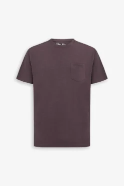 Aubergine crew-neck T-shirt with chest pocket
