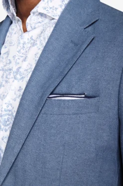 Avion blue Herringbone linen blend blazer