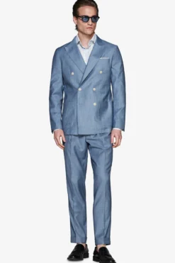 Avion denim effect double-breasted blazer