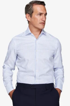 Azure striped textured slim shirt