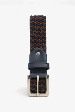 Beige/brown elastic braided belt