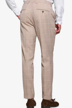 Beige check suit trousers