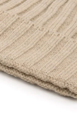 Beige English rib beanie