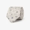 Beige geometric pattern jacquard tie