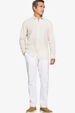 Beige linen blend relaxed shirt