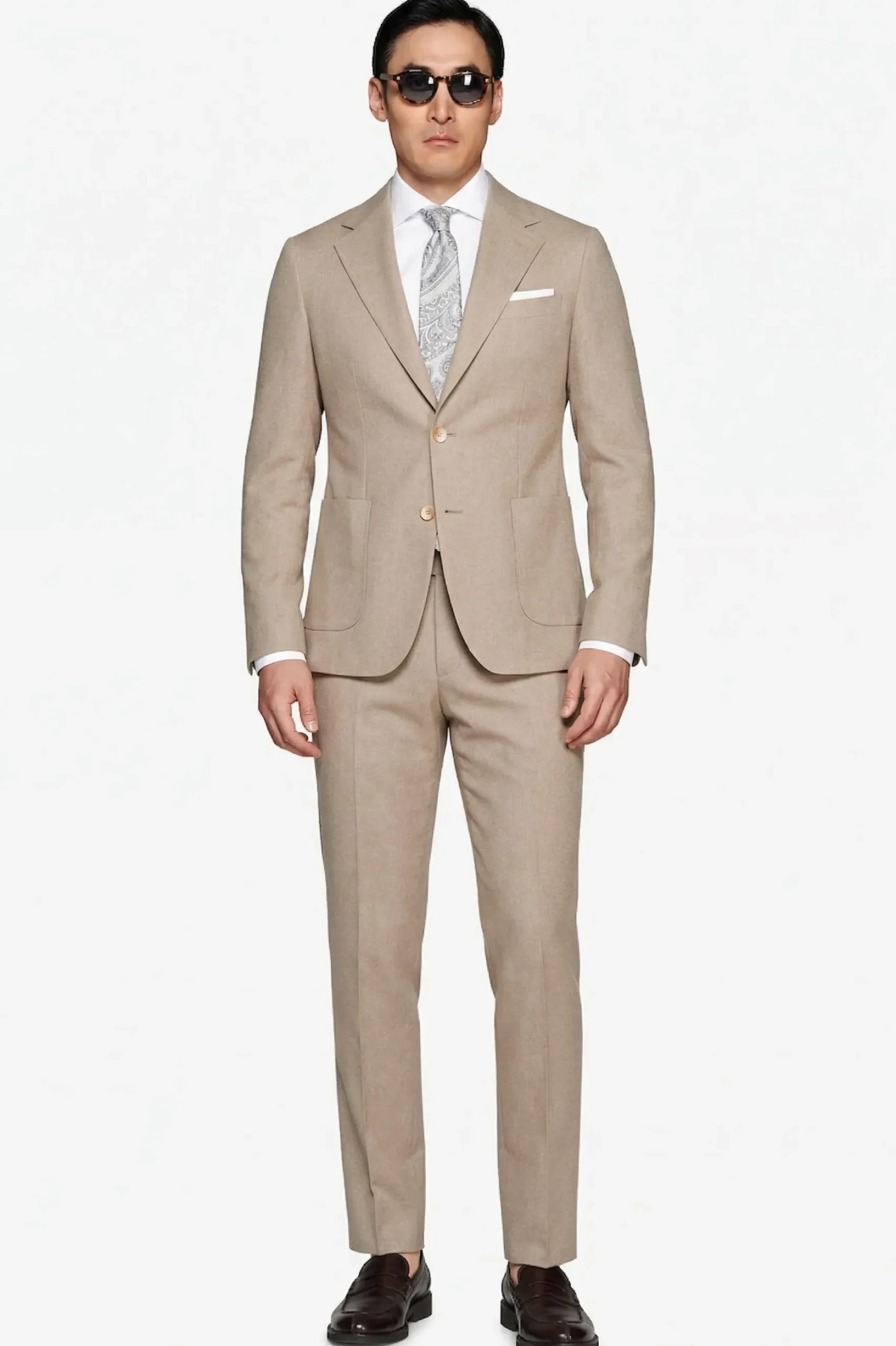 Beige melange canvas suit blazer