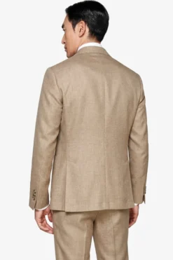 Beige melange canvas suit blazer