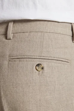 Beige melange canvas suit trousers