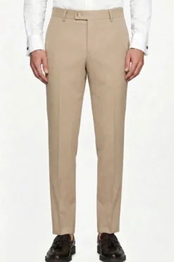 Beige melange canvas suit trousers