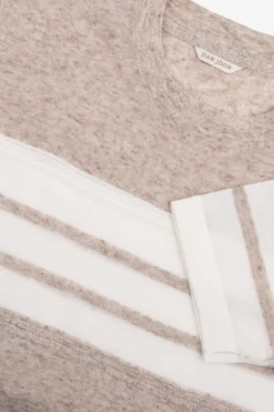 Beige striped knit t-shirt