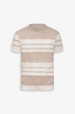 Beige striped knit t-shirt