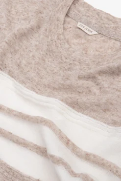 Beige striped knit t-shirt