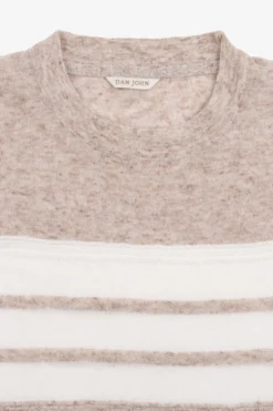 Beige striped knit t-shirt