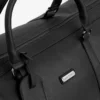 Black brown faux-leather travel bag
