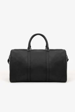 Black brown faux-leather travel bag