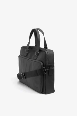 Black faux-leather overnight bag