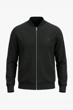 Black full zip fleece bomber jacket