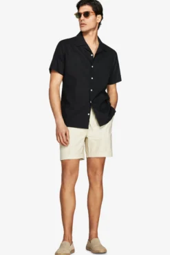 Black Hawaiian linen blend shirt