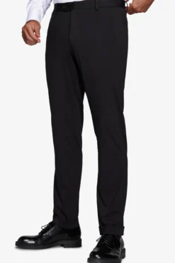 Black technical jersey slim trousers