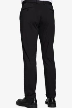 Black technical jersey slim trousers