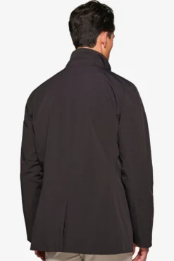 Black trench coat with bib