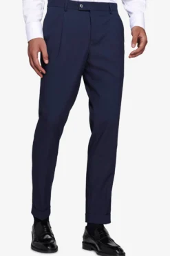 Blue classic trousers with pleats