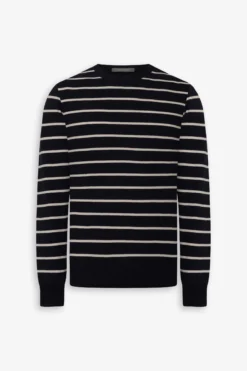 Blue contrasting stripes crewneck sweater