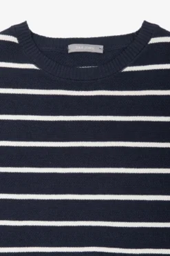 Blue contrasting stripes crewneck sweater