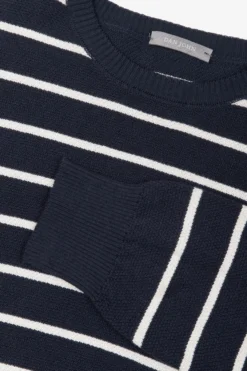 Blue contrasting stripes crewneck sweater