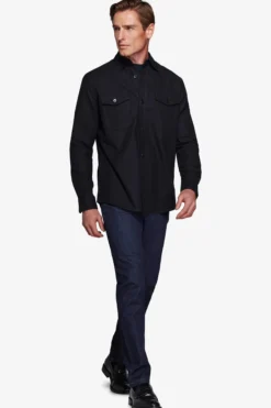 Blue flannel effect overshirt