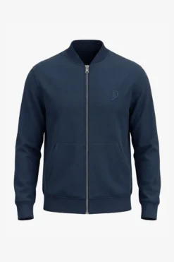 Blue full zip fleece bomber jacket