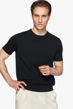 Blue knit t-shirt