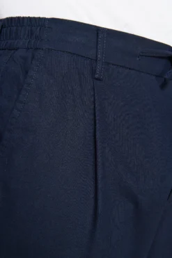 Blue linen blend drawstring pants