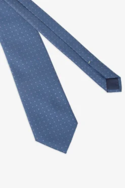 Blue micro polka dot jacquard tie