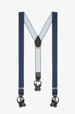 Blue micro polka dots suspenders