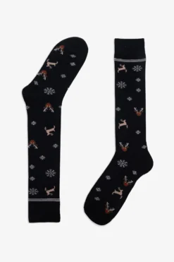 Blue 2-pack pattern long socks