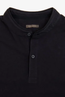 Blue piquet band collar polo shirt