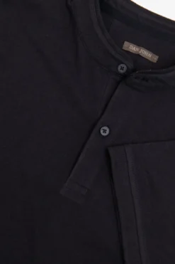 Blue piquet band collar polo shirt