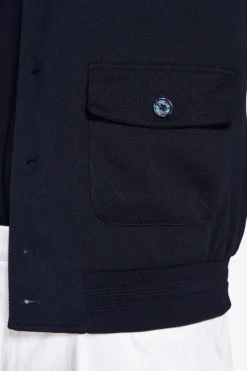 Blue piquet jersey bomber jacket