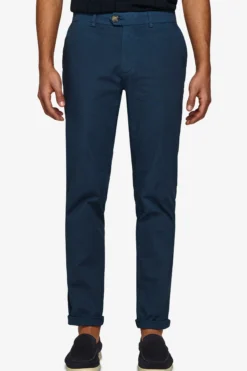 Blue stretch cavalry chino trousers