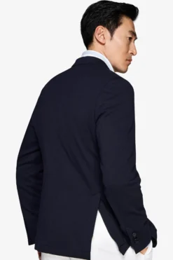 Blue textured jersey blazer