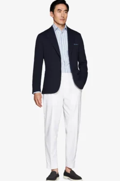 Blue textured jersey blazer