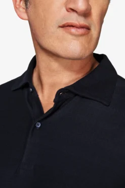 Blue textured jersey polo shirt