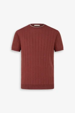 Brick flat-rib knit T-shirt